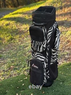 Vtg Datrek Golf Cart Bag Faux Fur Zebra Pattern 5 Way Divider Pockets Rare Style