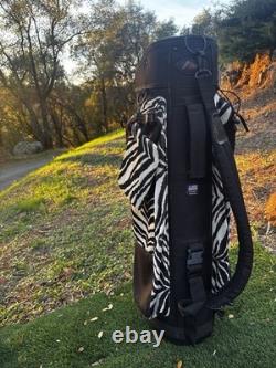 Vtg Datrek Golf Cart Bag Faux Fur Zebra Pattern 5 Way Divider Pockets Rare Style