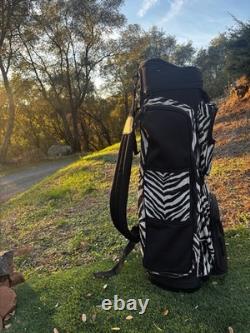 Vtg Datrek Golf Cart Bag Faux Fur Zebra Pattern 5 Way Divider Pockets Rare Style