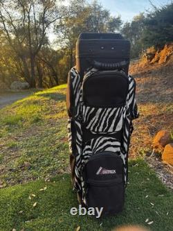 Vtg Datrek Golf Cart Bag Faux Fur Zebra Pattern 5 Way Divider Pockets Rare Style