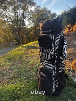 Vtg Datrek Golf Cart Bag Faux Fur Zebra Pattern 5 Way Divider Pockets Rare Style