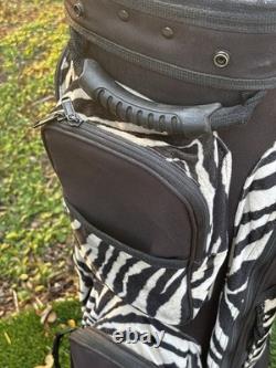 Vtg Datrek Golf Cart Bag Faux Fur Zebra Pattern 5 Way Divider Pockets Rare Style