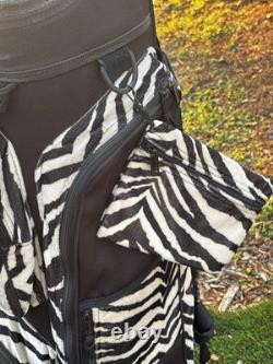 Vtg Datrek Golf Cart Bag Faux Fur Zebra Pattern 5 Way Divider Pockets Rare Style