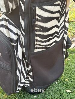Vtg Datrek Golf Cart Bag Faux Fur Zebra Pattern 5 Way Divider Pockets Rare Style