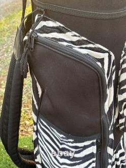 Vtg Datrek Golf Cart Bag Faux Fur Zebra Pattern 5 Way Divider Pockets Rare Style