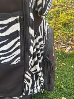 Vtg Datrek Golf Cart Bag Faux Fur Zebra Pattern 5 Way Divider Pockets Rare Style