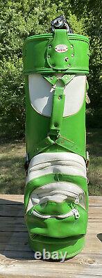 Vtg Ram Golf Green White Cart Bag 3-Way Divider Retro Decor Man Cave Mid-Century