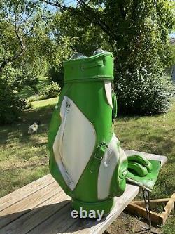 Vtg Ram Golf Green White Cart Bag 3-Way Divider Retro Decor Man Cave Mid-Century