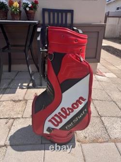Wilson Fat Shaft Red White Golf Club Bag With Rain Cover & Strap 6 Way Divider