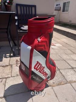 Wilson Fat Shaft Red White Golf Club Bag With Rain Cover & Strap 6 Way Divider