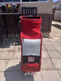 Wilson Fat Shaft Red White Golf Club Bag With Rain Cover & Strap 6 Way Divider