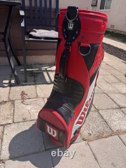 Wilson Fat Shaft Red White Golf Club Bag With Rain Cover & Strap 6 Way Divider