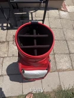Wilson Fat Shaft Red White Golf Club Bag With Rain Cover & Strap 6 Way Divider