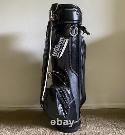 Wilson Staff Vintage Black Leather Cart Carry Golf Club Bag with strap BRAND NEW