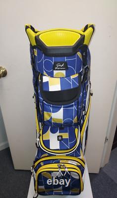 Womens Golf Cart Bag 14 Way Divider Naples Bay Lightweight Blue Yellow Geometric