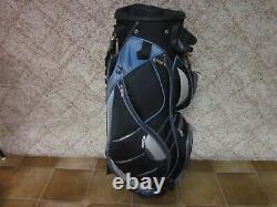 (nice) Bag Boy Revolver Cart Golf Bag(black/blue)14 Dividers, 9 Zippered Pockets