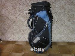 (nice) Bag Boy Revolver Cart Golf Bag(black/blue)14 Dividers, 9 Zippered Pockets